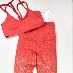 NWT Beyond Yoga Drip Dot Metallic, Coral Dust & Rose Gold-MATCHING SET, Size S/M